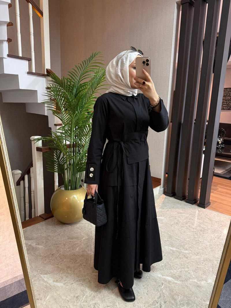 Paloma Siyah Mini Kadife Dantel Elbise