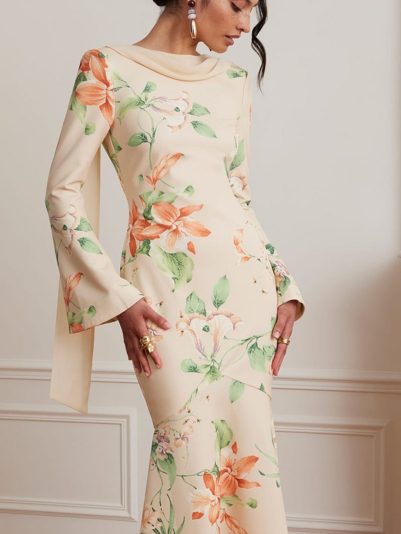 Brooke Limon Midi Degaje Yaka Elbise