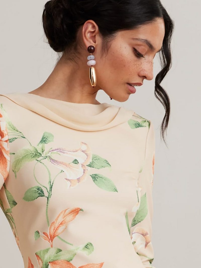 Brooke Limon Midi Degaje Yaka Elbise